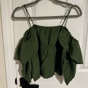 Off the shoulder green top